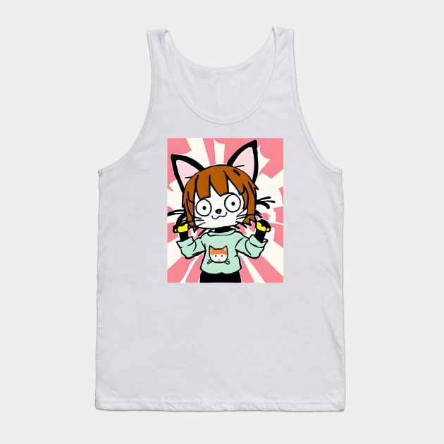 NYA Cute Catboy Drawing Tank Top by MonkeyButlerDesigns